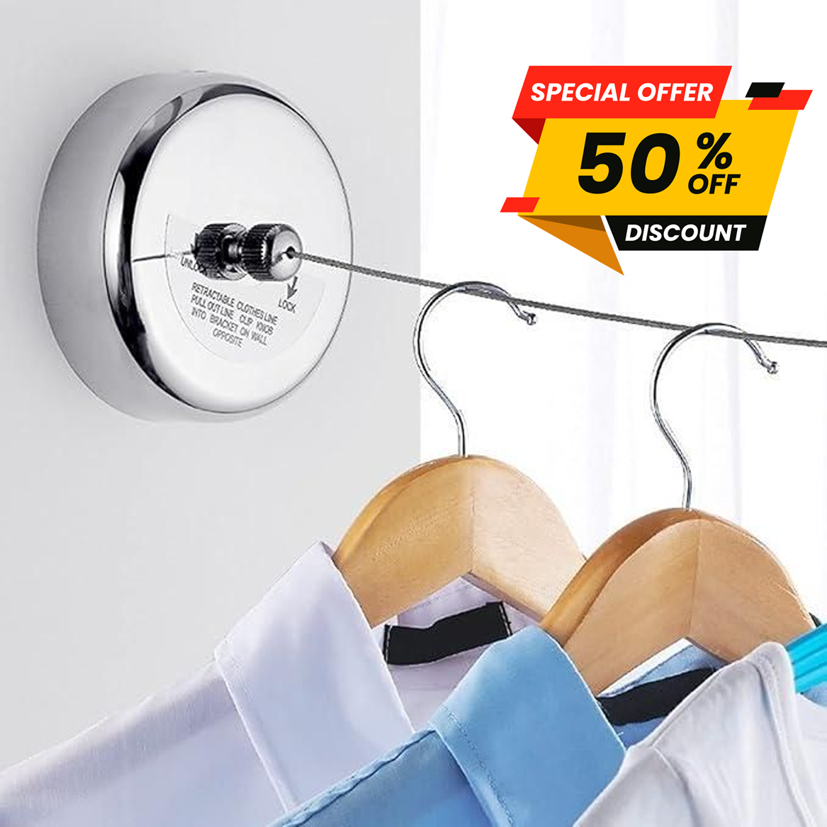 Dry-Ease™ - The Retractable Cloth Drying line - Stainless Steel|🔥FLAT 50% SAVING🔥